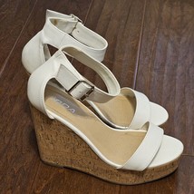 Soda White Sandals Ankle Strap Espadrilles Open Toe Wedge Shoes Size 8 Womens - £19.87 GBP