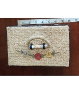 Vintage Small Sewing Box Wicker Basket Wicker Flowers Clear Plastic Cove... - $49.99