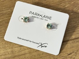 Park Lane Pierced Earrings Studs Jeweled Aqua Blue Rhinestone Rose Gold Tone NEW - £19.66 GBP