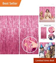 Complete Your Celebration with 2 Pink Foil Backdrop Curtains - Easy to I... - $16.78