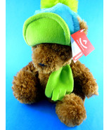 Winter Wagner &amp; Wina 9&quot; Bear w Turquoise &amp; Chartruese Hat &amp; Green Scarf ... - $6.64 CAD