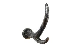 [Pack Of 2] Rustic Silver Cast Iron Antler Hook 5&quot; - £32.17 GBP