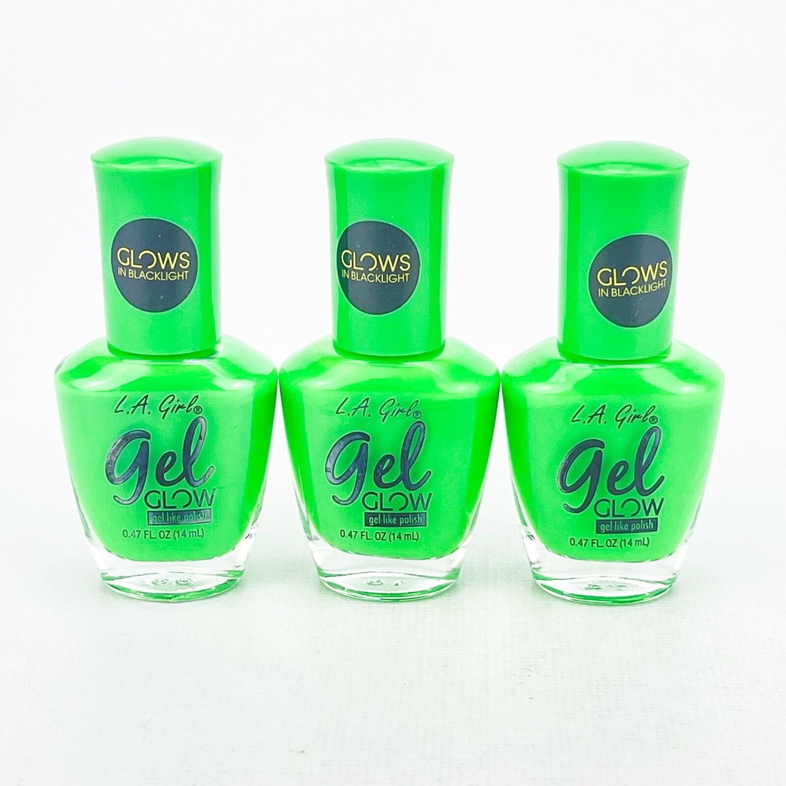 LA Girl Gel Glow Gel Like Nail Polish GNL740 Eerie Glow Blacklight Lot of 3 - $14.50
