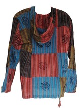 Terrapin Trading Fair Trade Mens Nepal Hippy Patchwork Trippy Cotton Hooded Top/ - £24.63 GBP