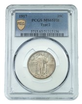 1917 25C Type 2 Standing Liberty Quarter Graded by PCGS as MS65FH Full Head - €1.597,67 EUR