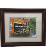 Vtg &#39;95 Bistro Cafe Watercolor Painting Picture Matted Framed Artist Sig... - £21.97 GBP