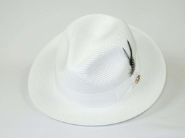 Men's Milani Straw Braided Fedora Hat Soft Crushable FDS-002 Solid White image 2