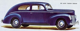 1940 Ford De Luxe Tudor Sedan - Promotional Advertising Poster - £26.31 GBP