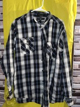 Beverly Hills Polo Club Mens Black Plaid Long Sleeve Button Up Shirt Size XL - £7.96 GBP