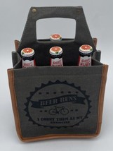 Beer Tote by MONA B  6-pack Canvas &amp; Leather New without Tags - £6.45 GBP