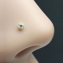 Tiny Single stone CZ Piercing Nose Stud Nose Solid 14k Yellow Gold from India - £15.09 GBP