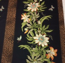 Stroheim Romann Botanical Butterfly Cheetah Stripe Floral Black Fabric Bty 54&quot;W - £22.41 GBP