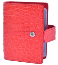 Nice Coral Orange Many Card Slots Palpable Crocodile Leather Women Card ... - £140.99 GBP