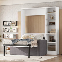 White Twin Size Murphy Bed Wall Bed - with Sofa &amp; Shelves - $1,326.85