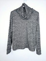 Hello Mello Carefree Pullover Women L Cowl Neck long Sleeve Knit Gray Lounge Top - £11.47 GBP