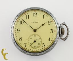 Nickel Elgin Antique Open Face Pocket Watch Grade 302 Size 12 15 Jewel - $209.86