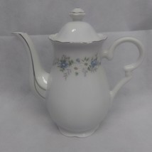 Yamaka Maytime China Coffee Pot with Lid Blue White Floral Platinum Trim - £46.35 GBP