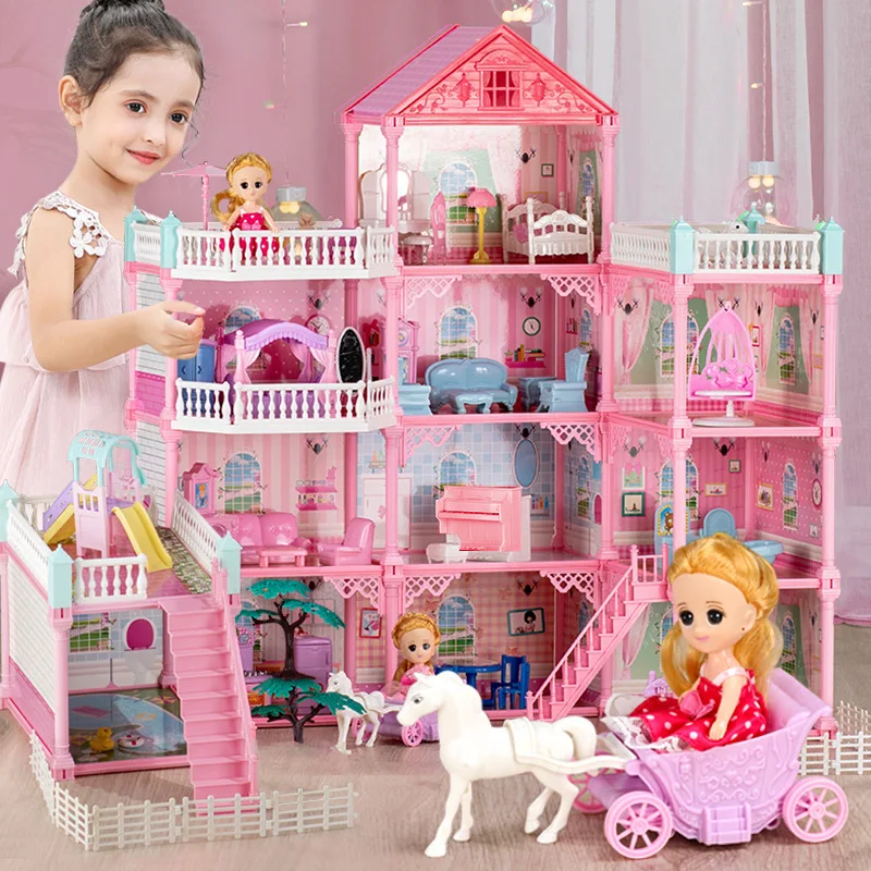 QWZ New Big Size Girls Princess Villa Toy Handmade Doll House Castle DIY House - £86.11 GBP+