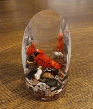 Handcarved Wood Red Cardinal Bird In Lucite Vtg Figurine Decor Canada 3.... - $21.46
