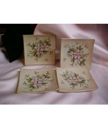 Set of 4 Vintage Fenton Fine Porcelain Floral Mini Square Plates K-110 - £63.30 GBP