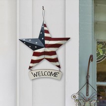 Metal American Flag Barn Star Wall Decor Patriotic Hanging USA Red White Blue St - £17.29 GBP