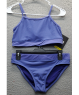 Under Armour 2 Piece Bikini Set Womens Size 16 Purple Ribbed Stretch Swi... - $24.47