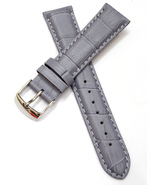 18mm 20mm 22mm 24mm Gray Watch Band Strap With Silver Buckle - £14.11 GBP
