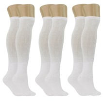 White Diabetic Over The Calf Socks Full Cushioned Sole Non Binding Top 3 Pairs - £11.91 GBP