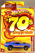 2011 Hot Wheels Cars of the Decades-The 70&#39;s 20/32 &#39;70 MUSTANG MACH 1 Blue w/5Sp - £12.13 GBP