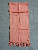 Vtg Tassle Fashion Scarf Orange 60 x 11&quot; Head Neck Business Lady Made in India - £19.53 GBP