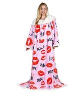 Catalonia Kiss Lips Sherpa Wearable Blanket with Sleeves Arms, Comfy Sle... - $39.55