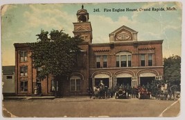 Fire Engine House Grand Rapids,MI Horse &amp; Gasoline Vintage Postcard Posted 1915 - £11.47 GBP