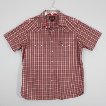 Cremieux Men&#39;s Pearl Snap Shirt Short Sleeve XL Red Black Plaid Western - £13.85 GBP