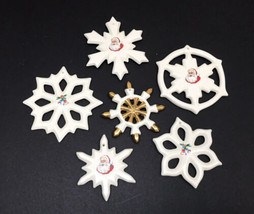 Ceramic Snowflake Christmas Ornaments Glossy Set Of 6 + Decor Box - Tree... - $15.95