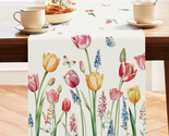 Tulips Table Runner 13X72 Inch Pink Yellow Floral Spring Summer Seasonal... - $16.82