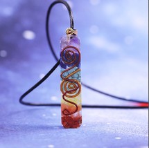 7 Chakra Energy Pendant Orgonite Necklace Rainbow Crystal Pendant Yoga Meditatio - £24.12 GBP