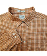 LL Bean Orange Plaid Long Sleeve Cotton Button Down Shirt Mens XL - $30.14 CAD