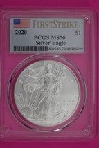 2020 MS 70 Silver Eagle Coin 1 OZ .999 PCGS Certified Graded Authentic Slab 608 - $97.77 CAD