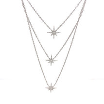 Dimaya 18K White Gold 0.21ct TDW White Diamond Layered Star Pendant Necklace - £1,013.83 GBP