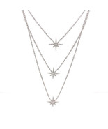 Dimaya 18K White Gold 0.21ct TDW White Diamond Layered Star Pendant Neck... - £961.27 GBP