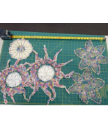 Vintage Handmade Round Crochet Doily Red Ivory Pastel Colors Gorgeous - €17,89 EUR