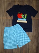 NEW Back to School Book Worm Apple Boutique Boys Shorts Outfit Set - £13.42 GBP