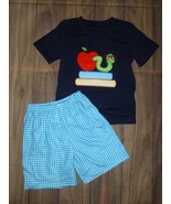 NEW Back to School Book Worm Apple Boutique Boys Shorts Outfit Set - €11,80 EUR