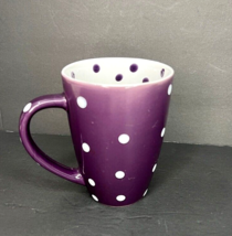 Baum Ceramic Purple White Button Candy Polka Dot Coffee Mug 14 Oz - £15.97 GBP