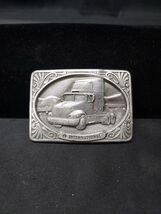 Vintage 1991 International Truck Pewter Belt Buckle, Trucker Trucking To... - $14.37