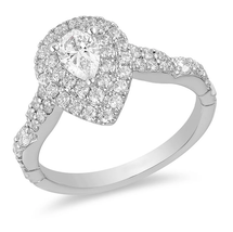 Enchanted Disney Ariel 1.5ct Pear &amp; Round Cut Simulated Diamond Double Halo Ring - £62.39 GBP