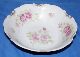 Vintage bowl platter pink roses gold accents decorative key - £9.69 GBP