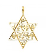 14K Yellow Gold 12 Tribes of Israel Star of David Pendant - €186,78 EUR