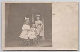 RPPC Clark Fork ID Darling Kids on Porch Potter Family 1910 Photo Postcard J24 - £13.54 GBP