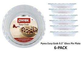Pyrex Easy Grab 9.5&quot; Glass Pie Plate Pan (6-PACK) - £35.61 GBP
